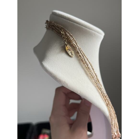 Vintage JULES Multi Layered AB Coated Pink Seed Bead Beaded BIB Necklace - Picture 3 of 6